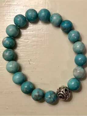 Chico's Turquoise Bead Stretch Bracelet with Silver Accent